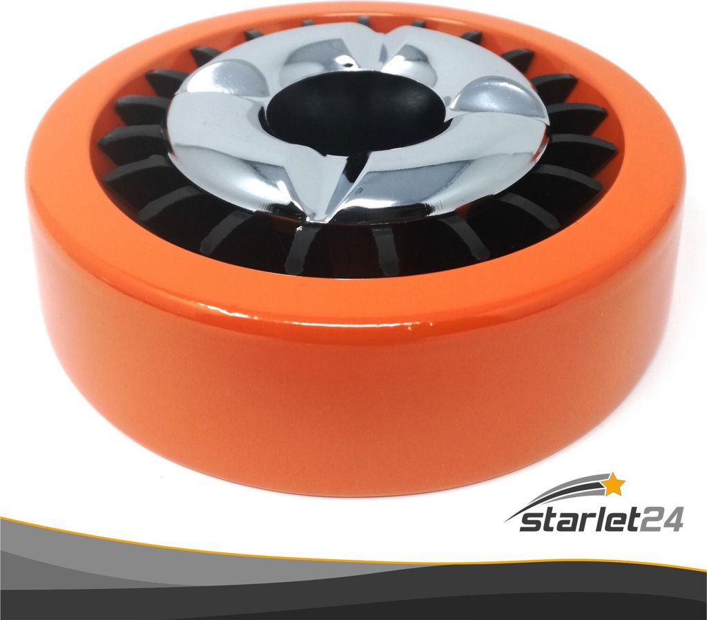 Starlet24 Windaschenbecher ORANGE Gluttöter rund flach - stabiler Metall-Kunststoff-Aschenbecher für draußen & drinnen, spülmaschinenfest, Ø...