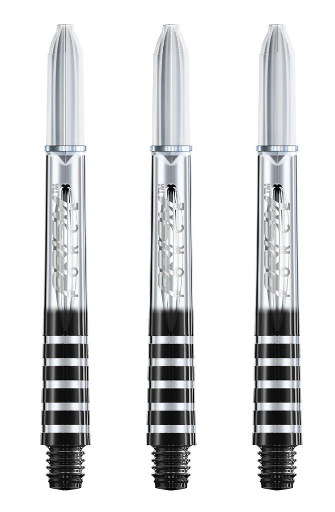 Three identical dart shafts are arranged side-by-side against a white background.