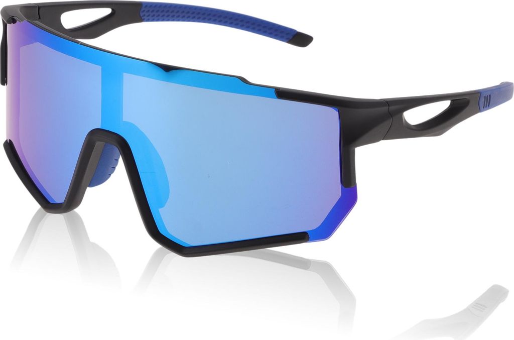 1 Stk Motorradbrille Nicht Faltbar Blendfrei Tri-Acetyl Cellulos PC UV400 Fahrradsonnenbrille Blaue Gläser Schwarzer Rahmen
