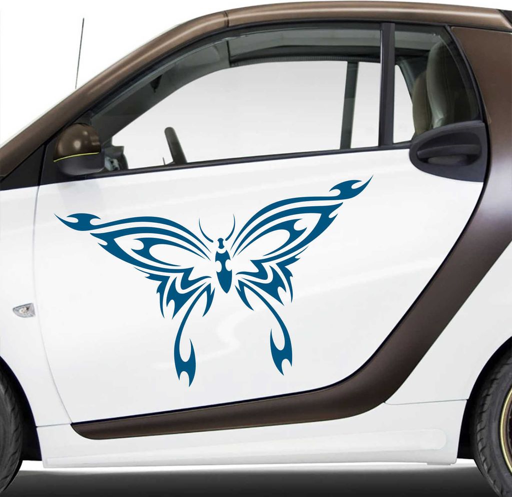 Aufkleber - Autoaufkleber-Set Schmetterling Tribal, 2 Stk. je 70cm x 41cm Signalblau - Tuning Carystyling Heckscheibe Auto