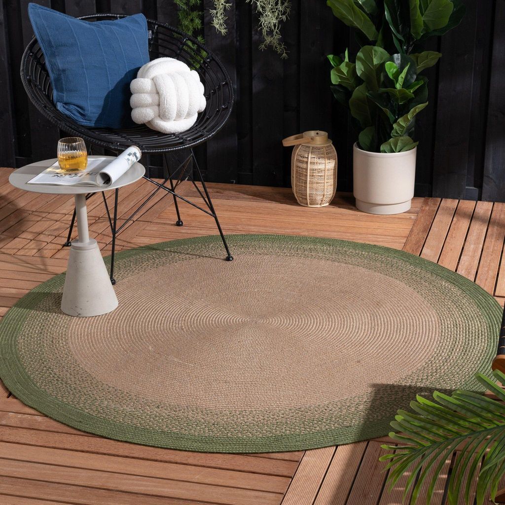 Outdoor Teppich Rund - Florence Grün - Ø 80 cm - Wohnzimmer, Esszimmer, Balkon, Garten, Terrasse - FRAAI | Home & Living - Boho, Modern