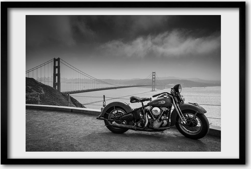 Bild 60x40 MDF-Rahmen, Wandkunst Motorrad