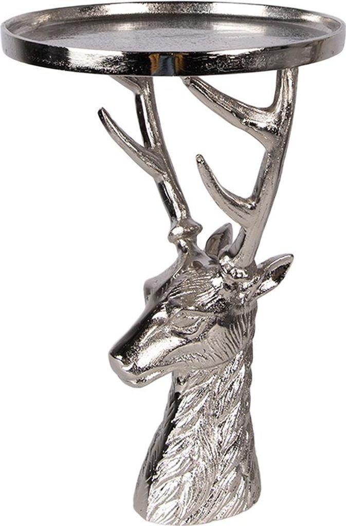Clayre & Eef Dekoration Schale Ø 25x38 cm Silberfarbig Aluminium Hirsch