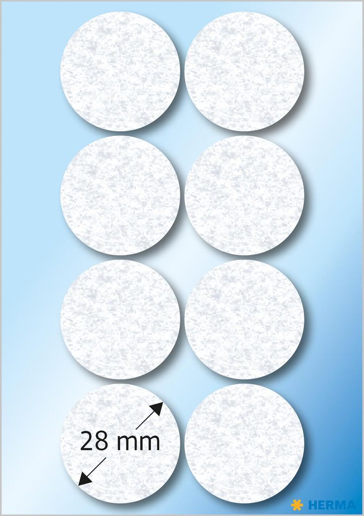 HERMA 15004 Filzgleiter Möbelgleiter, Ø 28 mm, weiß, selbstklebende runde Stuhlgleiter aus Filz für Möbel, Parkett, Laminat und Stühle, 8 Stück