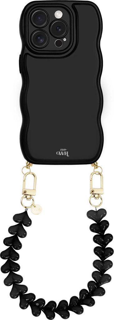 WH Glossy Wavy Cord Case Black – Funky Hearts Schwarz Für iPhone 14 Pro Max