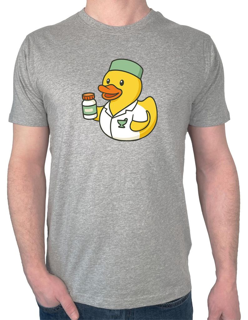 Huuraa Herren T-Shirt Quietscheente Pharmazie Comic Gummiente M Sport Grey Bio Baumwolle Fairtrade Herrenshirt Geschenkidee