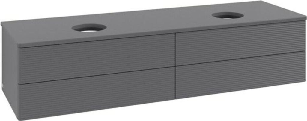 V&B Waschtischunterschrank mit Frontstruktur, mit Beleuchtung Antao 160x50cm, WBP-farbe Lac, Anthrac. m Lac