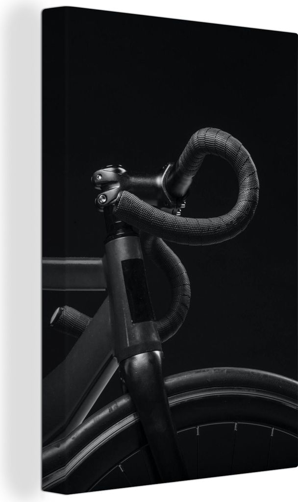 OneMillionCanvasses - Leinwandbilder - 90x140 cm, Fahrrad - Lenker - Schwarz - Weiß, Wandbilder Kunstdruck Wanddekoration - Foto auf Leinwand - ...