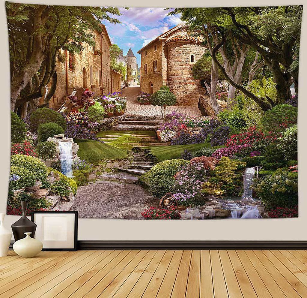 Urlaub Wandteppich Wohnkultur Landschaft Wandteppich Wohnzimmer Schlafzimmer Dekoration Wandteppich Zimmer Vorhang Strandtuch (130cm x 150cm, Farbe...