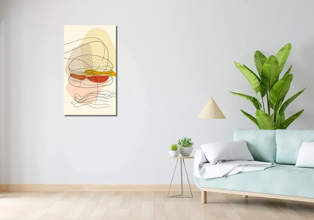 Quadro Burger 50x90 cm Cieniutki - Decorazione Parete Cucina su Tela - 2