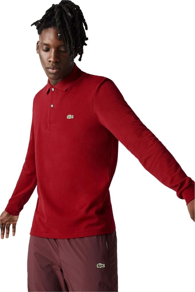 Lacoste Classic Fit polo lange mouw, bordeaux rood