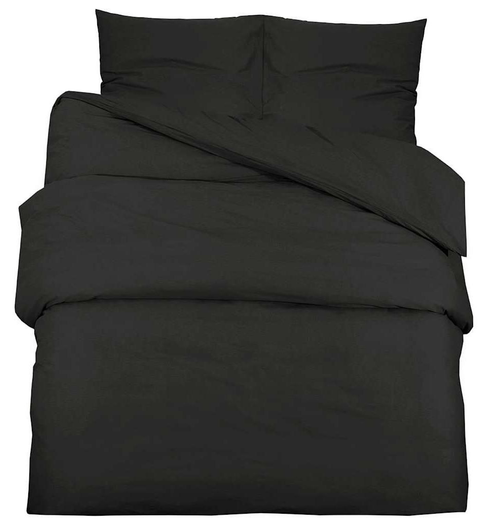 vidaXL Komplet pościeli czarny 200x200 cm bawełna Zdjęcie produktu 