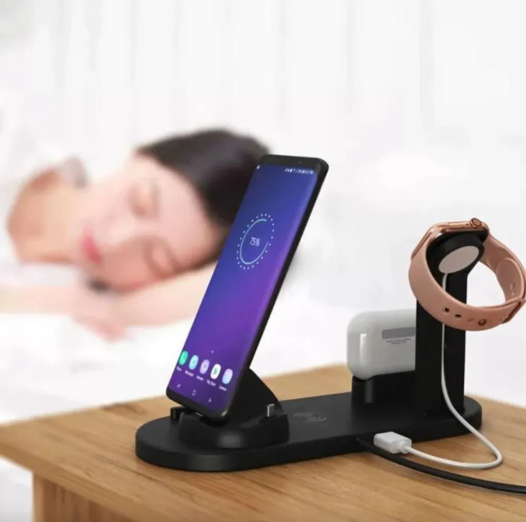 Chargeur à induction 6 en 1 compact avec dock rotatif multi-embouts