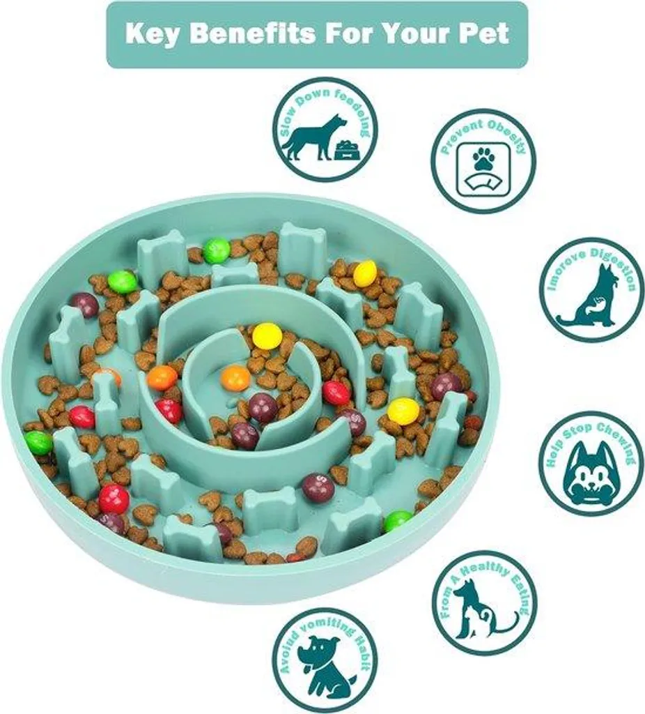 Gamelle anti-glouton en silicone M avec ventouses pour chien et chat