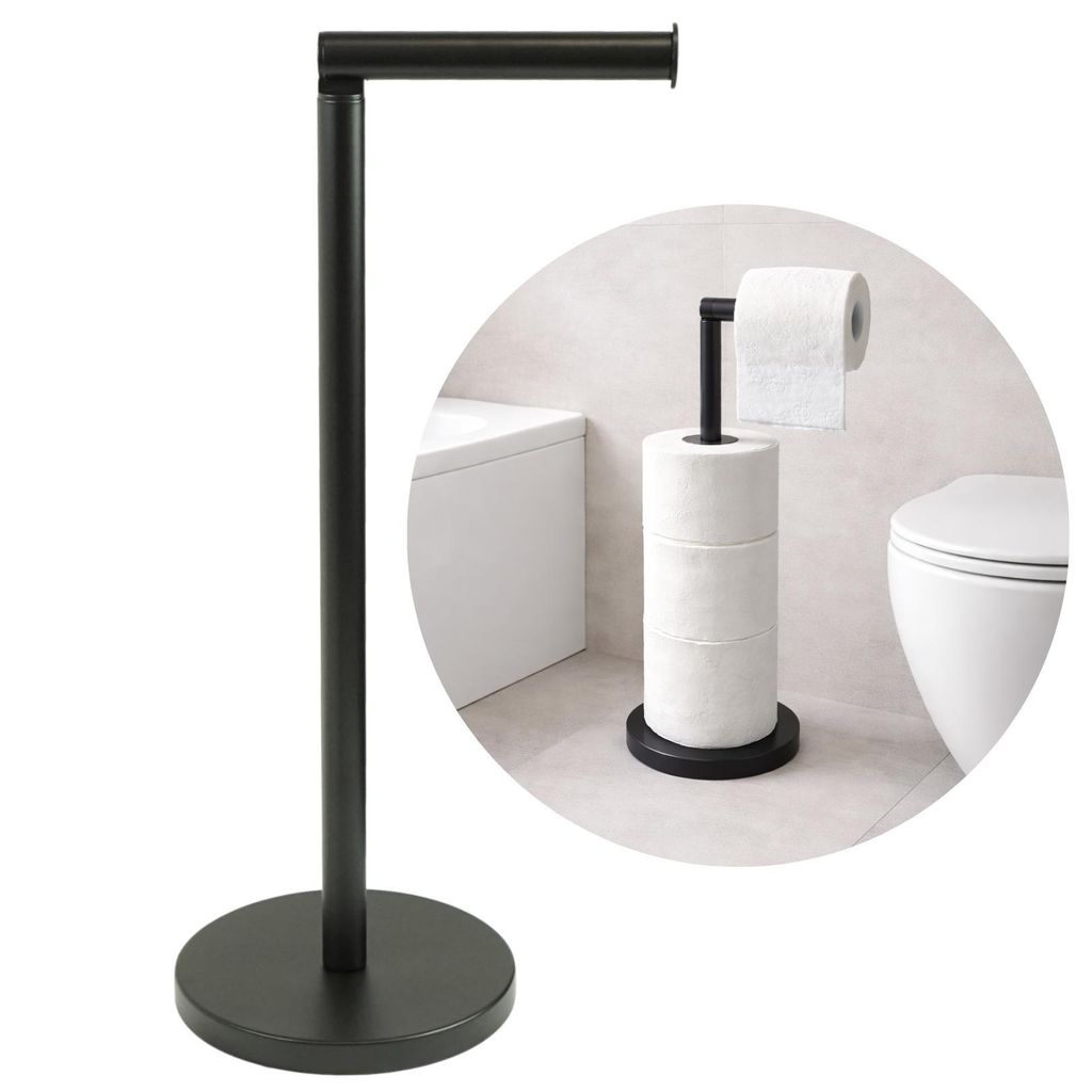 Toilettenpapierständer mit Halter für 4 Rollen WC Papierhalter freistehend Loft Schwarz