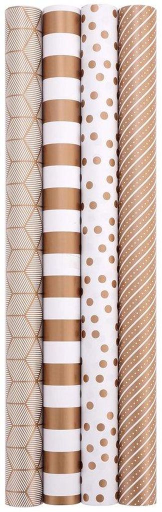 Goldfarbenes Champagner-Papier-Rollset - 4er-Pack - 100% recycelbar - 44 cm x 3 m