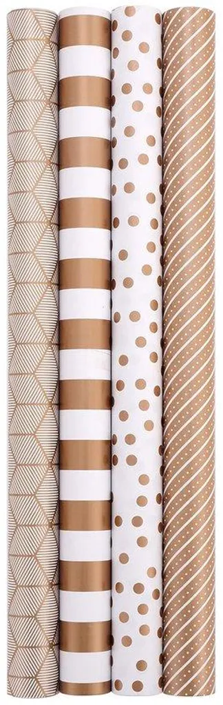Emballage cadeau écologique et résistant - Champagne doré - Lot 4 rouleaux