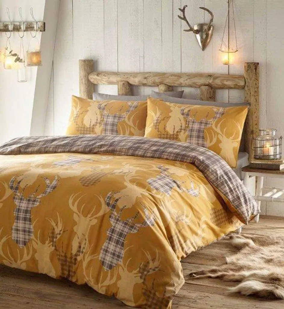 Parure de lit King Size infroissable motif cerf - Facile à repasser