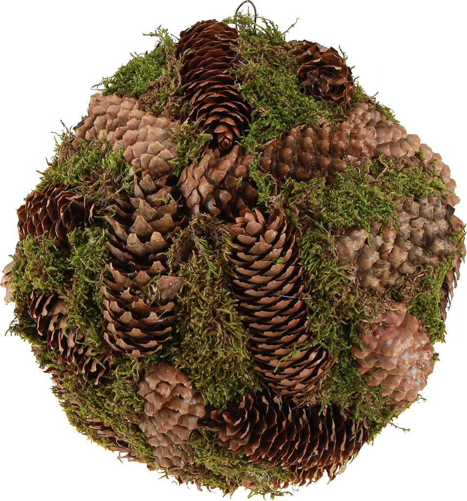 Naturdeko Kugel mit Echten Zapfen und Moos zum Hängen, Rustikale Landhaus-Deko, Ø25cm