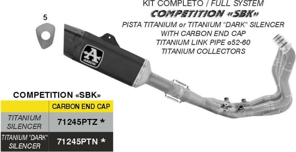 ARROW Komplettwettbewerbsrennauspuff Schwarz Titan für BMW S/M 1000 RR
