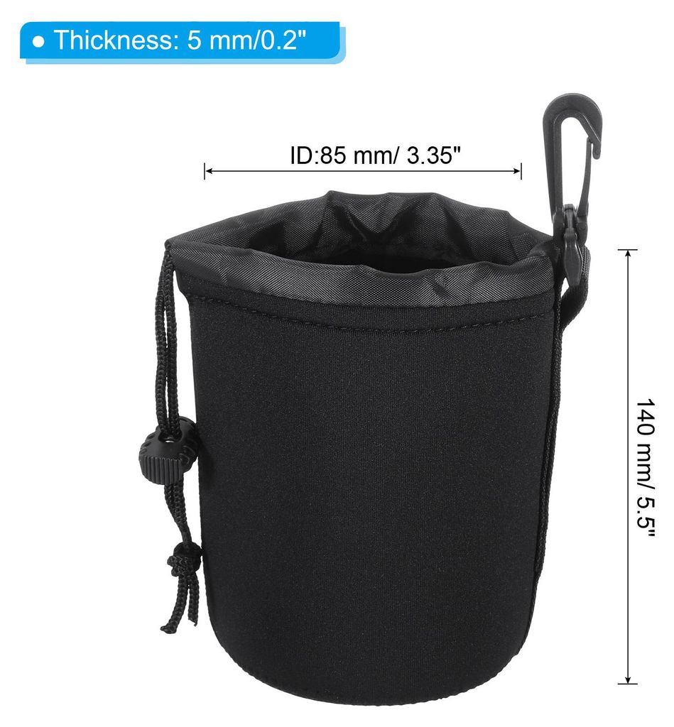 Kamera-Objektivtasche, 4 Stš¹ck 3,3" ID x 5,5" H Zugband-Objektivbeutel mit dickem schš¹tzendem Neopren, Objektivtasche fš¹r DSLR-Kameraobjek...