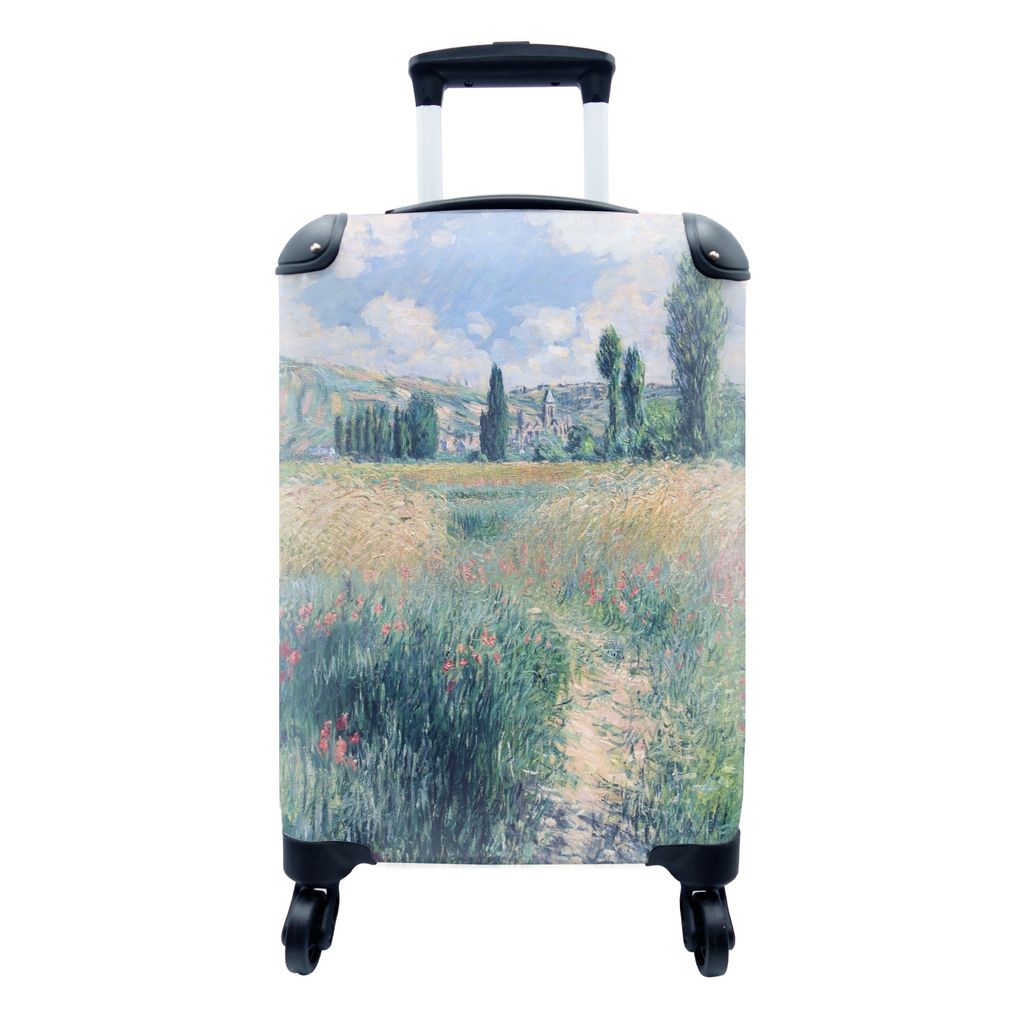 MuchoWow Koffer Handgepäck Trolley Rollkoffer Kleine Reisekoffer mit 4 Rollen - Weg auf der Insel Saint Martin, Vetheuil - Gemälde von Claude M...