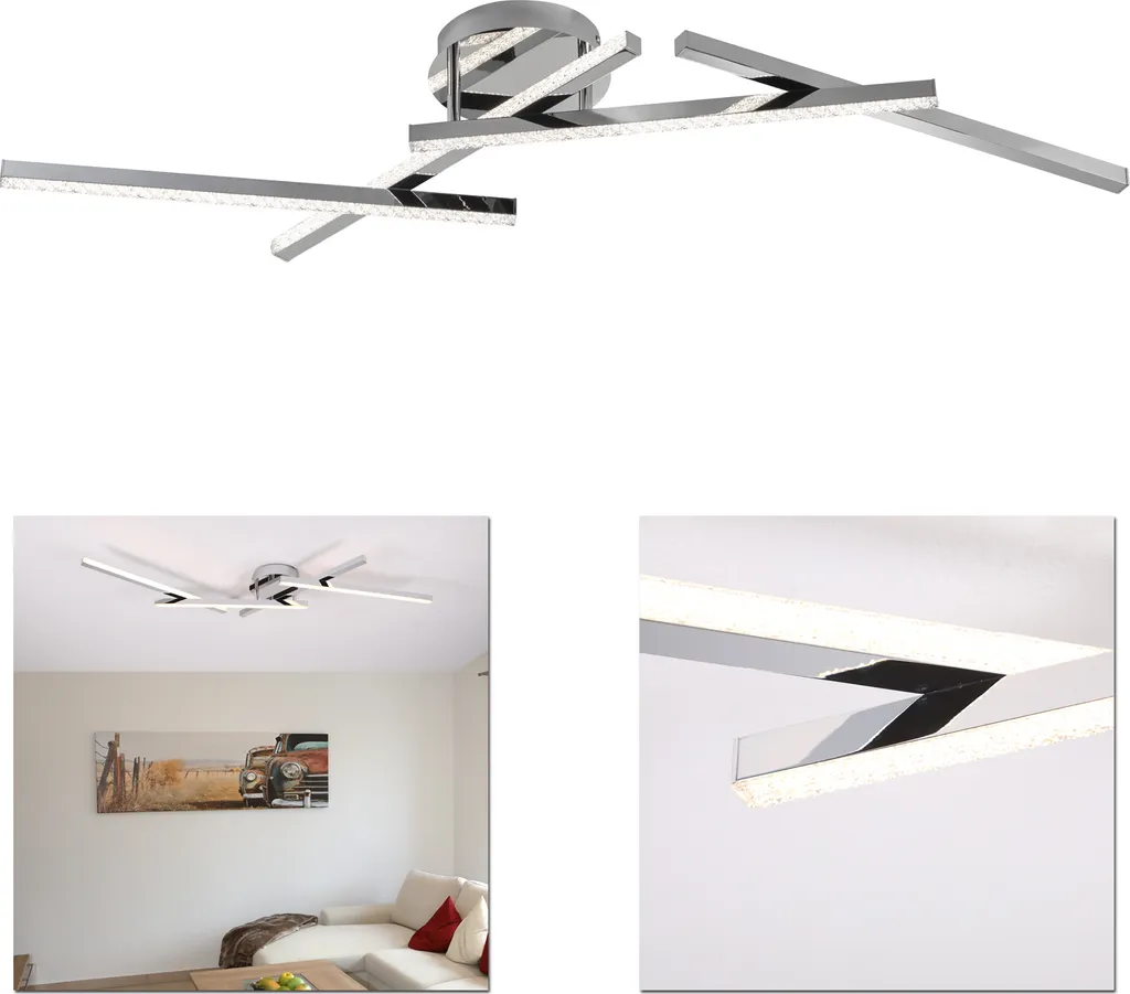 Luminaire de Plafond LED 25W en Chrome Brillant pour Salon et Bureau