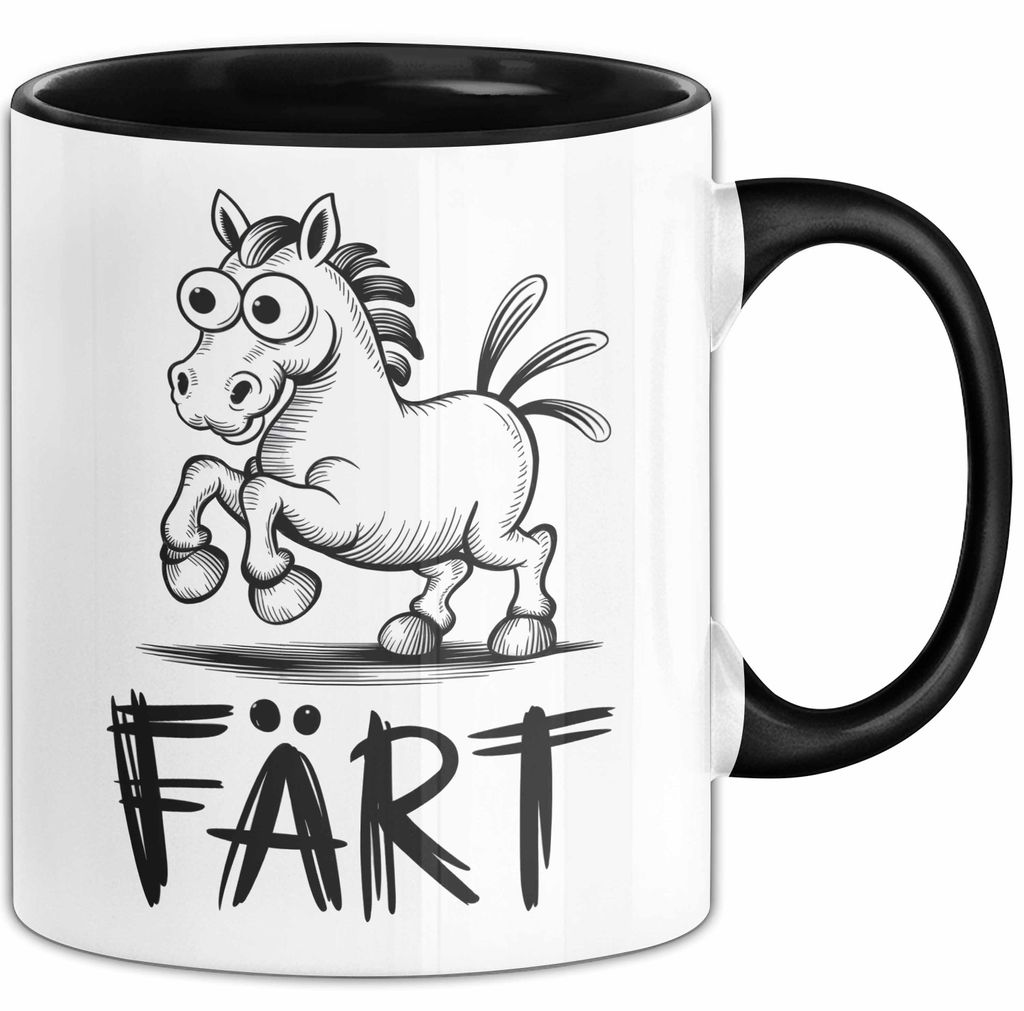 Pferde Tierliebhaber Tasse Geschenk Lustige Geschenkidee Spruch Färt (Schwarz)