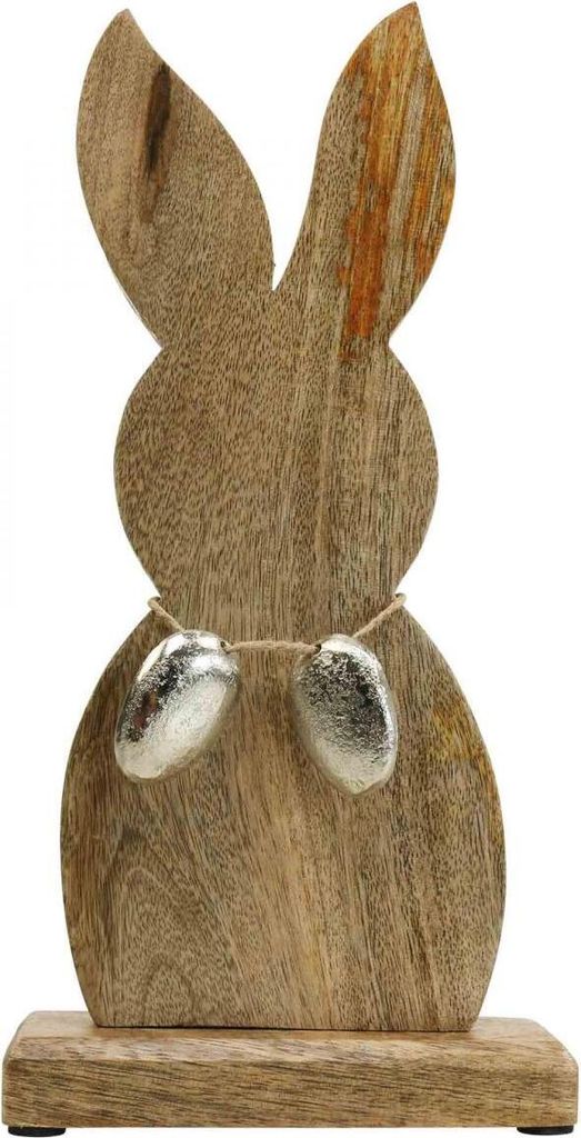 Osterhase aus Holz und Metall, Ostern Tischdekoration Produktbild 