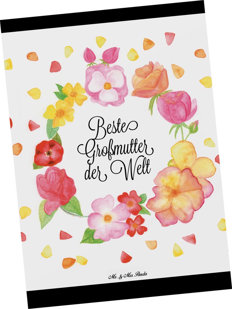 Mr. & Mrs. Panda Postkarte Großmutter - Weiß - Geschenk, Ommi, Postkarten, Enkelin, Ansichtskarte, Mitbringsel, Grußkarte, Motivkarte, Omma, Ans...
