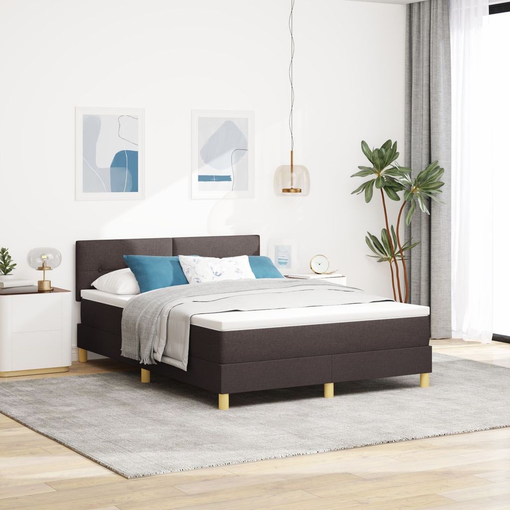 Boxspringbett mit Matratze Dunkelbraun 160x200 cm Stoff, Klassische Betten DesignMöbel Neu