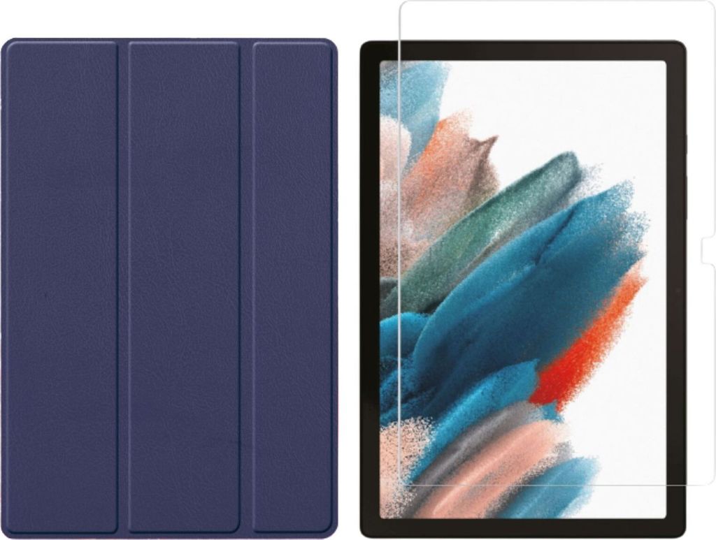 2in1 Set für Samsung Galaxy Tab A8 SM-X200 X205 10.5 Zoll Tablet mit Schutzhülle + Schutzglas mit Auto Sleep/Wake Hülle