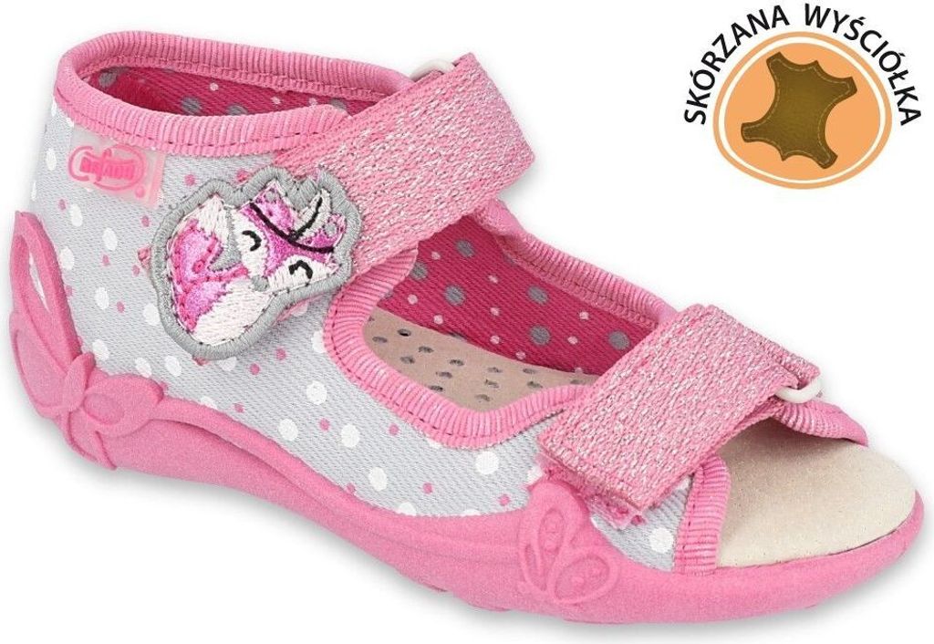 BEFADO Mädchen Hausschuhe Sandalen 342P018 Lederinnesohle, Klettverschluss, Rosa 23