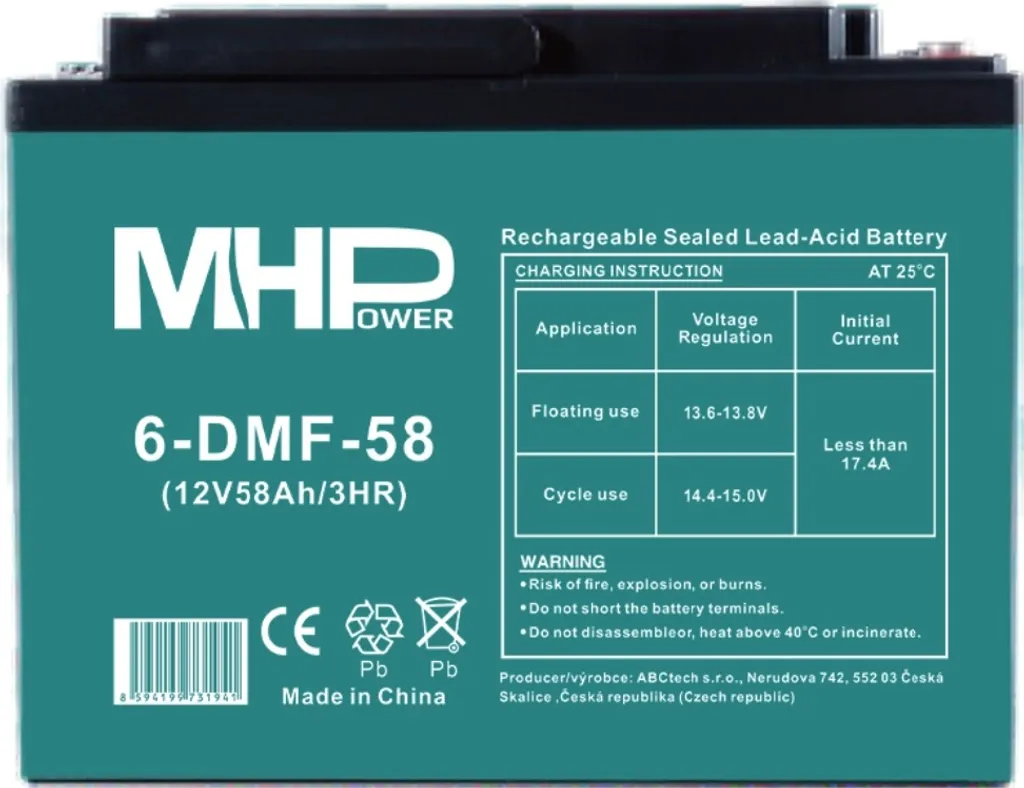 Batterie à Décharge Profonde MHPower 12V 58Ah Gel traction 6-DMF-58