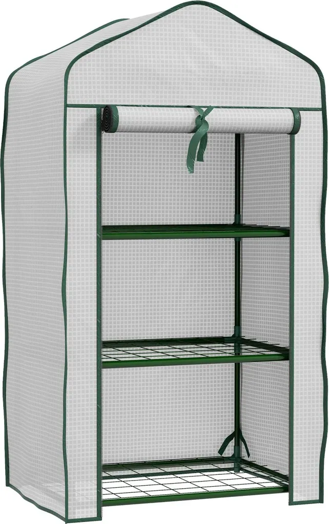 Mini-serre anti-gel pour plantes de balcon 3 niveaux étanche 127cm blanc