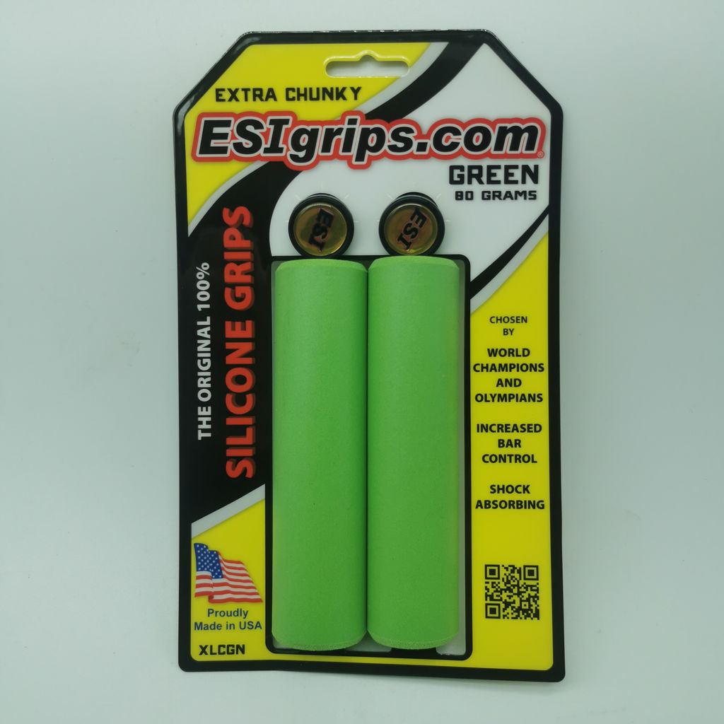 ESI Chunky Extra GRÜN große Silikon Lenkergriffe Fahrrad MTB 130 mm | 80 g. Green Grips
