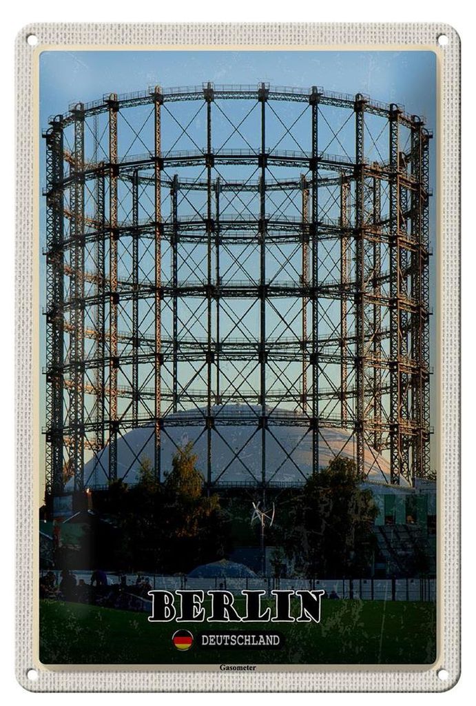Blechschild Städte Berlin Deutschland Gasometer 20x30cm