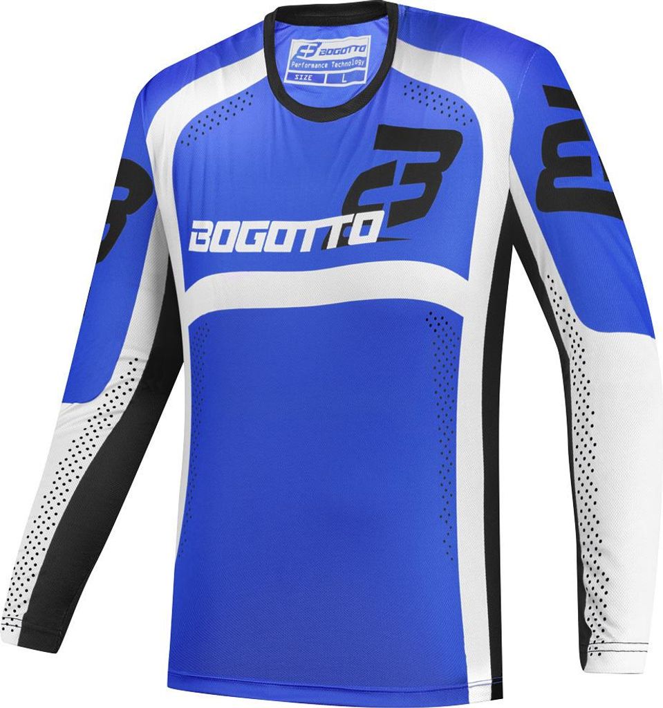 Bogotto Ares-MTN Motocross Jersey, schwarz/blau/weiß, L