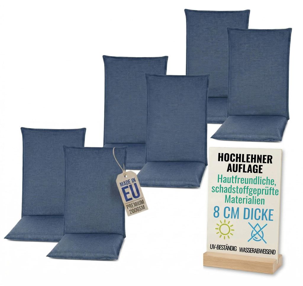 Pillows24 - 6x Hochlehner Auflagen 120x50x8 cm | Bequeme & Produktbild 