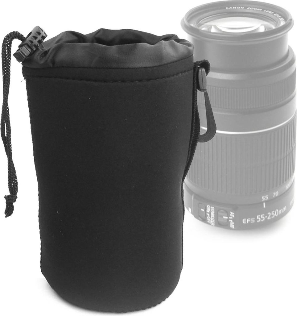 CELLONIC Kameraobjektivtasche – 16cm x 10cm Gepolsterte Objektivtasche mit Kordelzug für Kamera-/DSLR-Objektive – Wasserdichte Aufbewahrungsta...