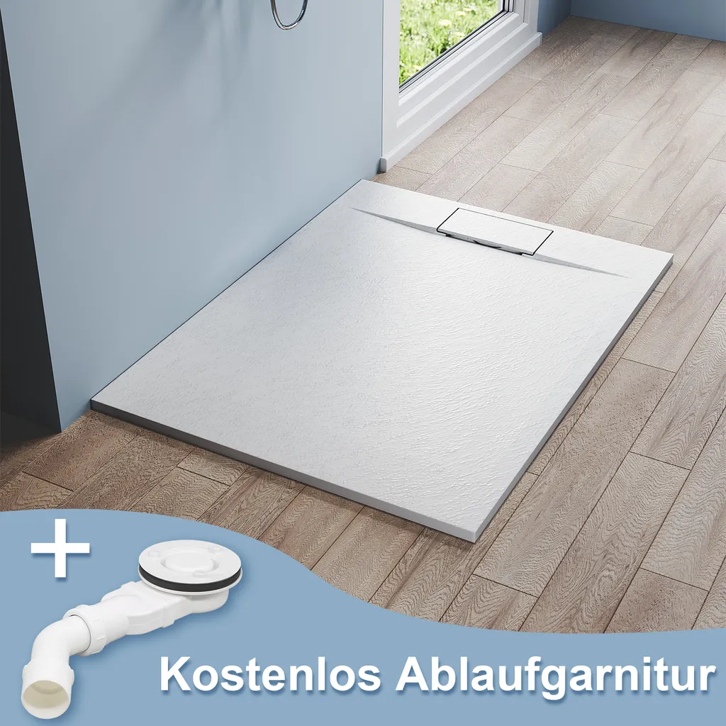 Receveur de douche 120x90 plat blanc pour salle de bain PMR et Walk-in