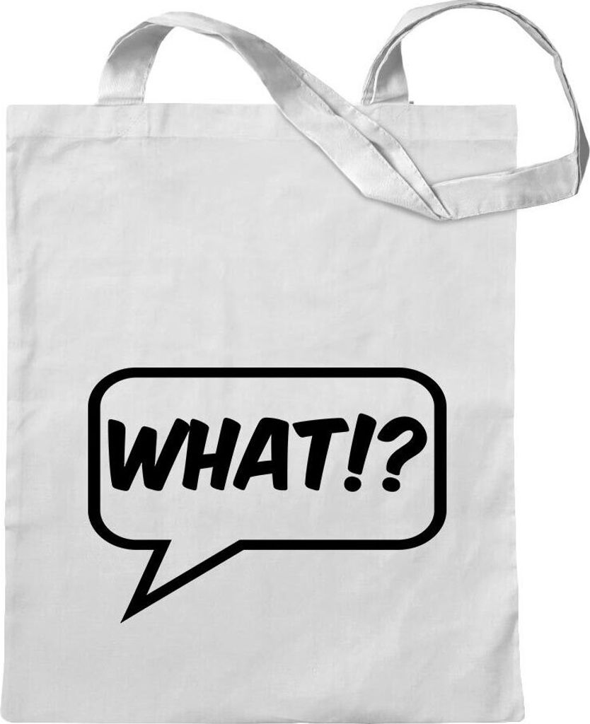 Kiwistar - Baumwolltasche - weiss - What!? - Tragetasche Stoffbeutel Umhängetasche Langer Henkel