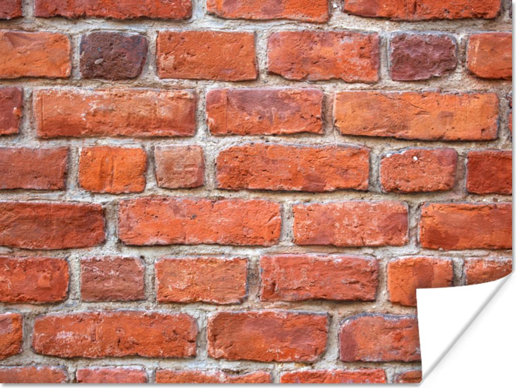 MuchoWow Poster Wand - Backstein - Rot 160x120 cm - Foto Plakat