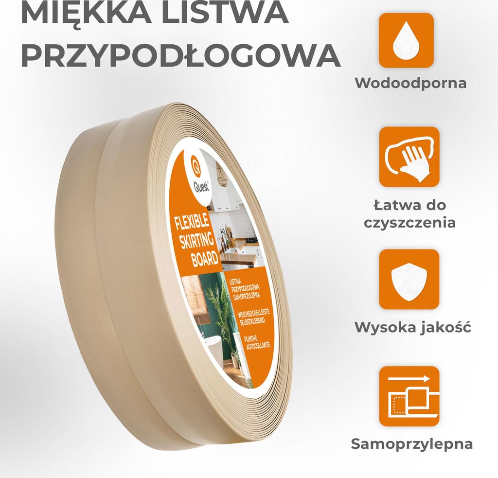 QUEST Listwa przypodłogowa PCV 50x20mm, 25m, samoprzylepna Zdjęcie produktu 