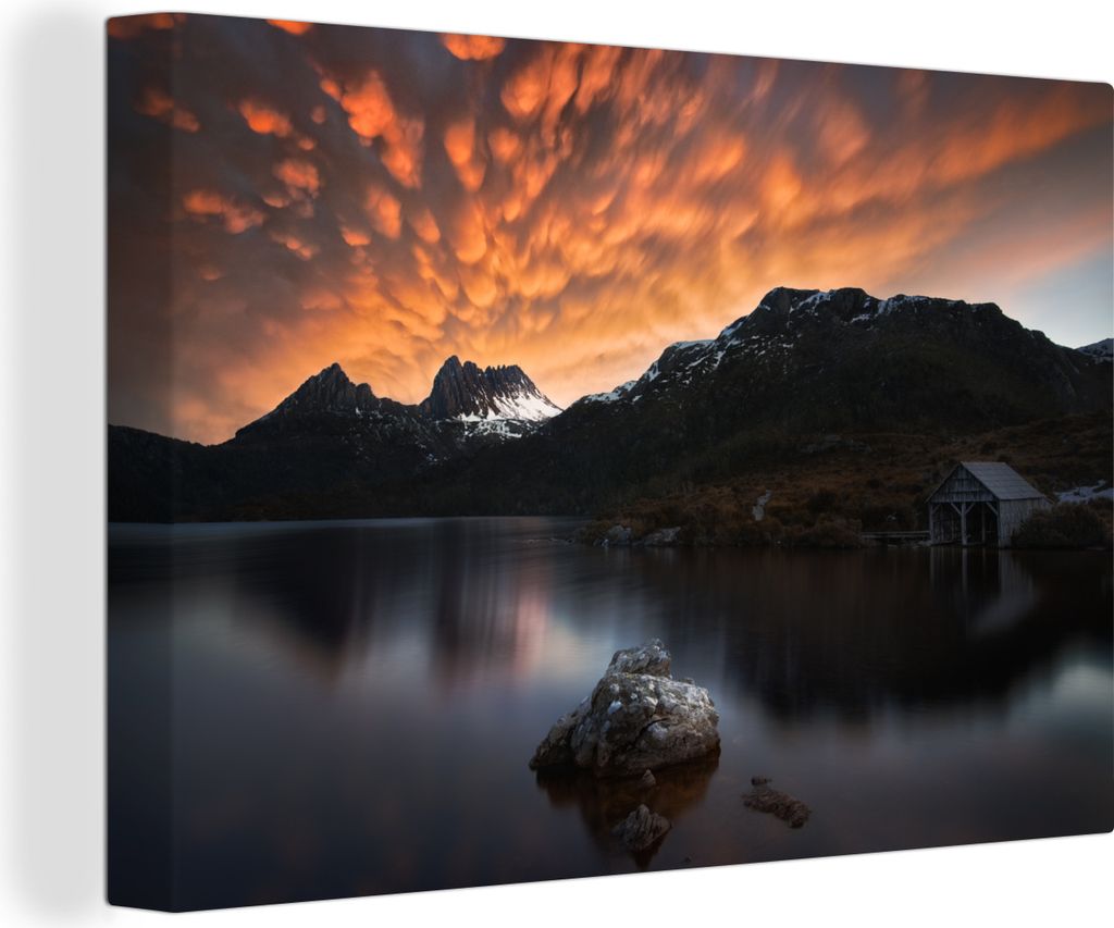 OneMillionCanvasses - Leinwandbilder - 140x90 cm, Berg - Sonne - Wasser, Wandbilder Kunstdruck Wanddekoration