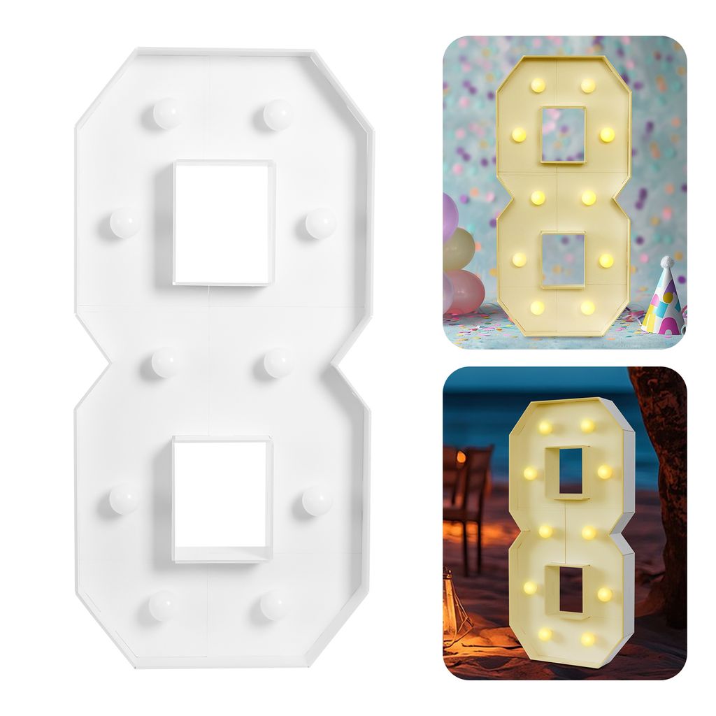 Leuchtnummer LED Partydekorationen (Form: 8) 100*48cm Nummer mit Glühbirnen