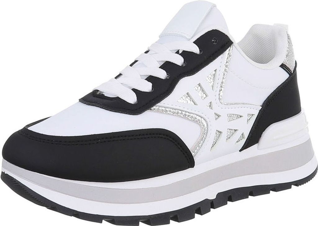 Ital-Design Damen Freizeitschuhe Textiloptik, Lederoptik Sneakers Low 87118369 Schwarz Gr. 38