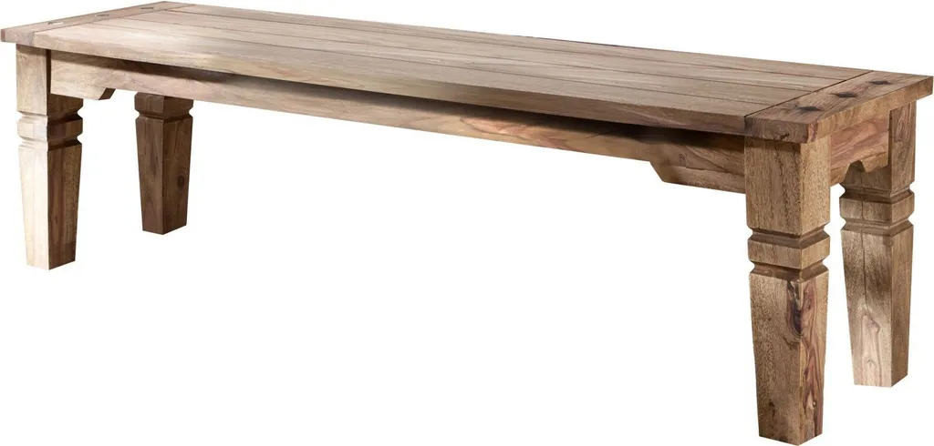 Banc de salle à manger en bois massif gris taupe 140 cm style LEEDS