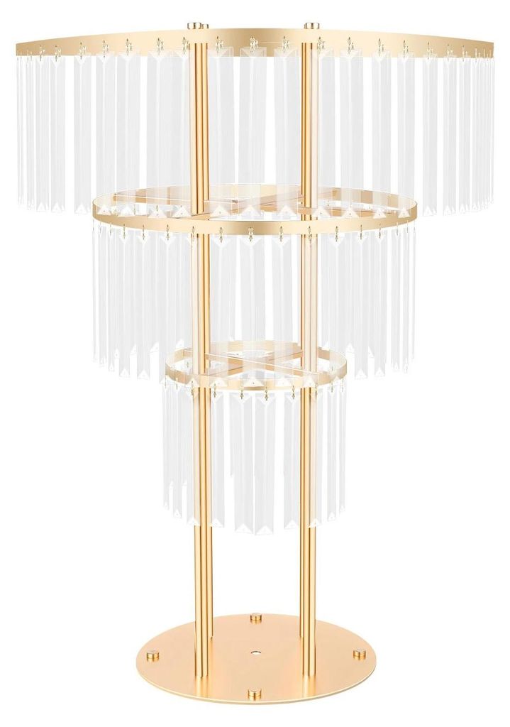 Kristall Blumenständer - 3-stöckiger Tischständer - 90 cm Höhe - Tragkraft 8 kg - Kunststoffrahmen - Für Hochzeit & Party Tischdeko - Gold