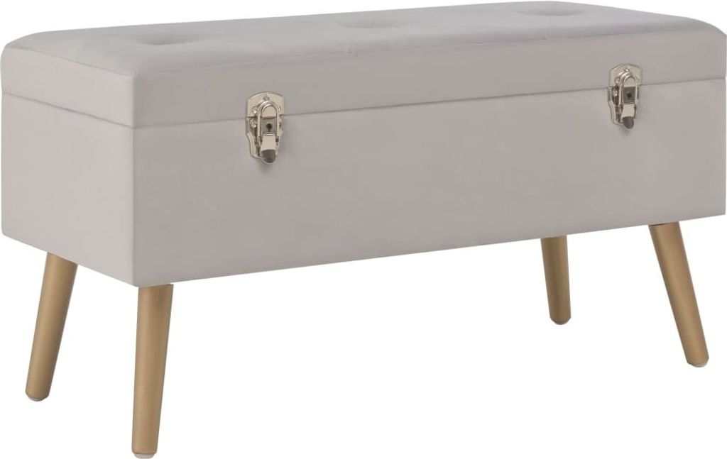 Möbel Bank mit Stauraum 80 cm Grau Samt - Sitzbänke 329932